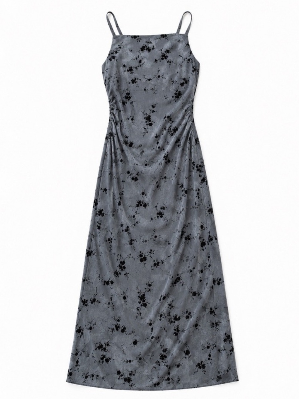 Y2K Whimsigoth Midi Dress Wild Fable Grey Mesh Overlay Small Ruched